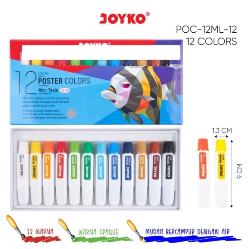 

JOYKO POSTER COLOR 12 WARNA TUBE POC-12 ML ORIGINAL