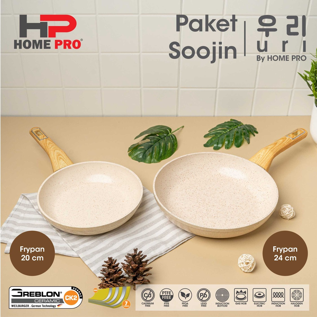 HOME PRO Uri Series Granite Ceramic Soojin Frypan 20 CM, 24 CM Wajan Anti Lengket