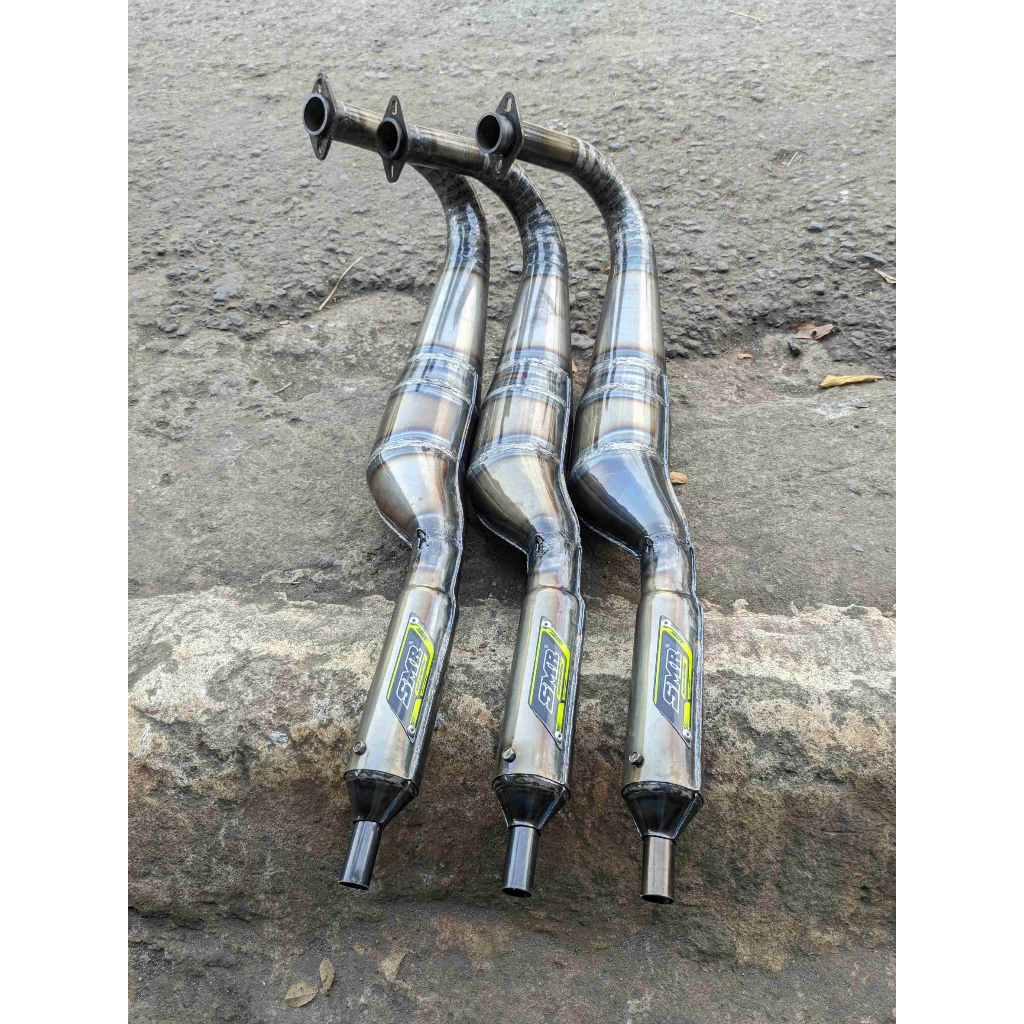 Knalpot Kolong 3V3 Full Garapan RX-King SMR Leher Cacing Plat Karat