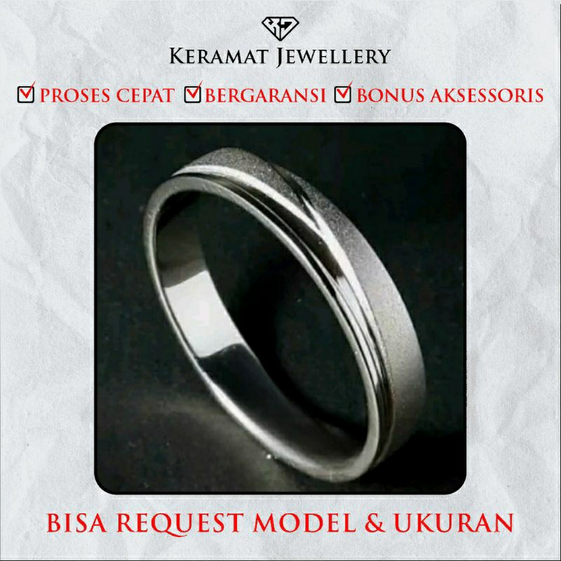 Cincin Kawin Couple Palladium & Emas Putih - Bebas Request Model Cincin Custom by Keramat Jewellery 