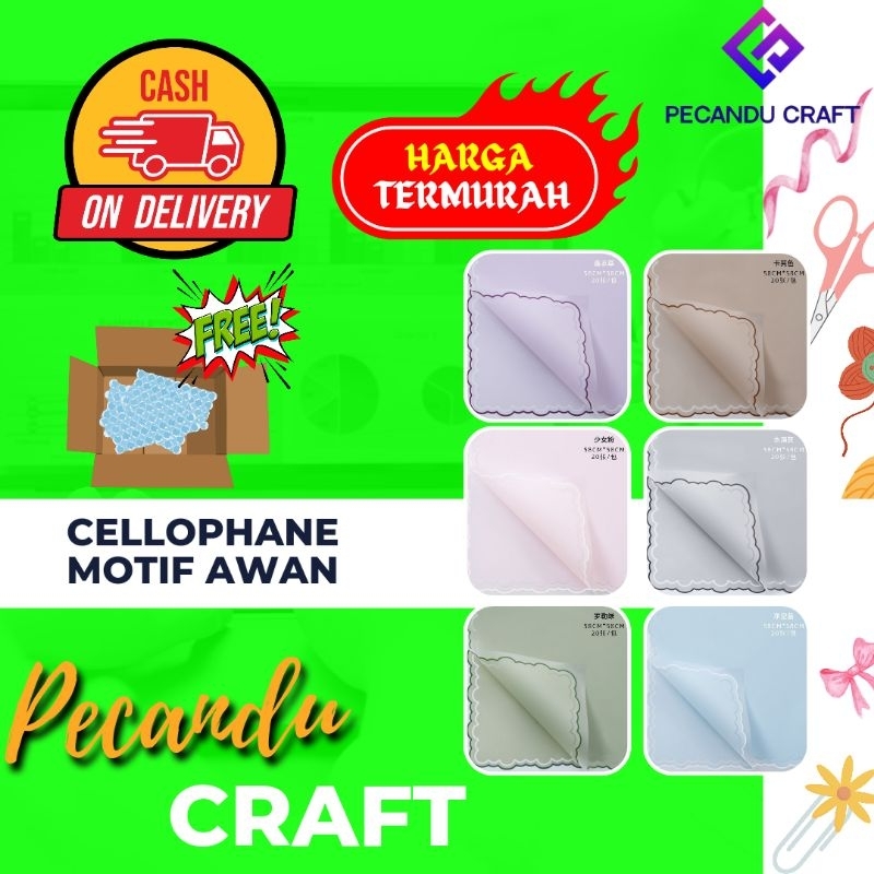 

[5 lembar] Flower Wraping Paper | CELOPHANE MOTIF AWAN