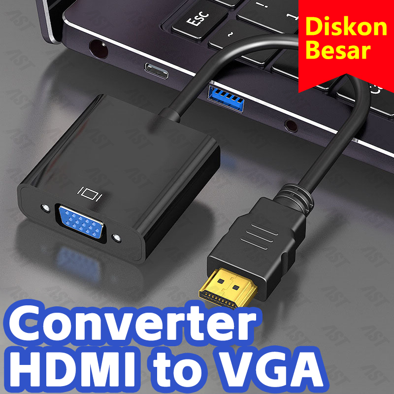 Konverter HDMI ke VGA / Kabel HDMI to VGA with Audio / plus Aux - HDMI TO VGA Universal untuk laptop