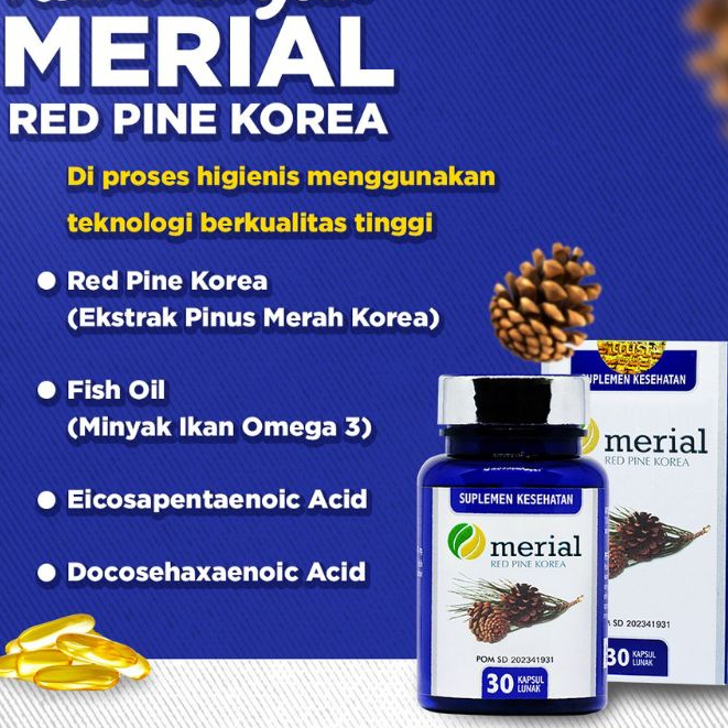 MERIAL RED PINE Korea Pinus Merah Atasi Hipertensi/Turunkan Kolesterol - 30 Kapsul