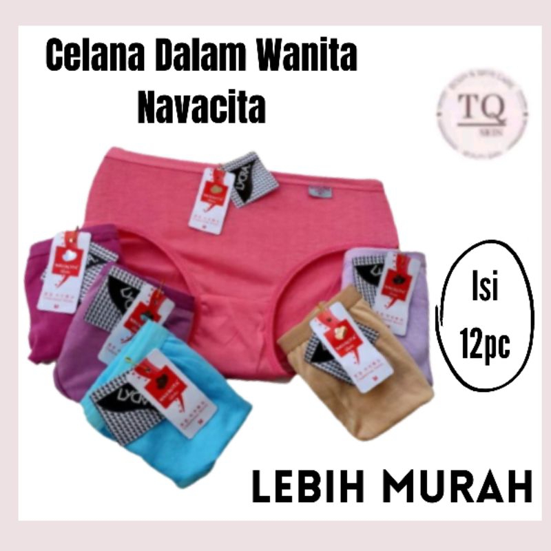 (12pc) Celana Dalam Wanita Navacita Lusinan Jumbo Murah Grosir Import Katun CD wanita celana pendek 