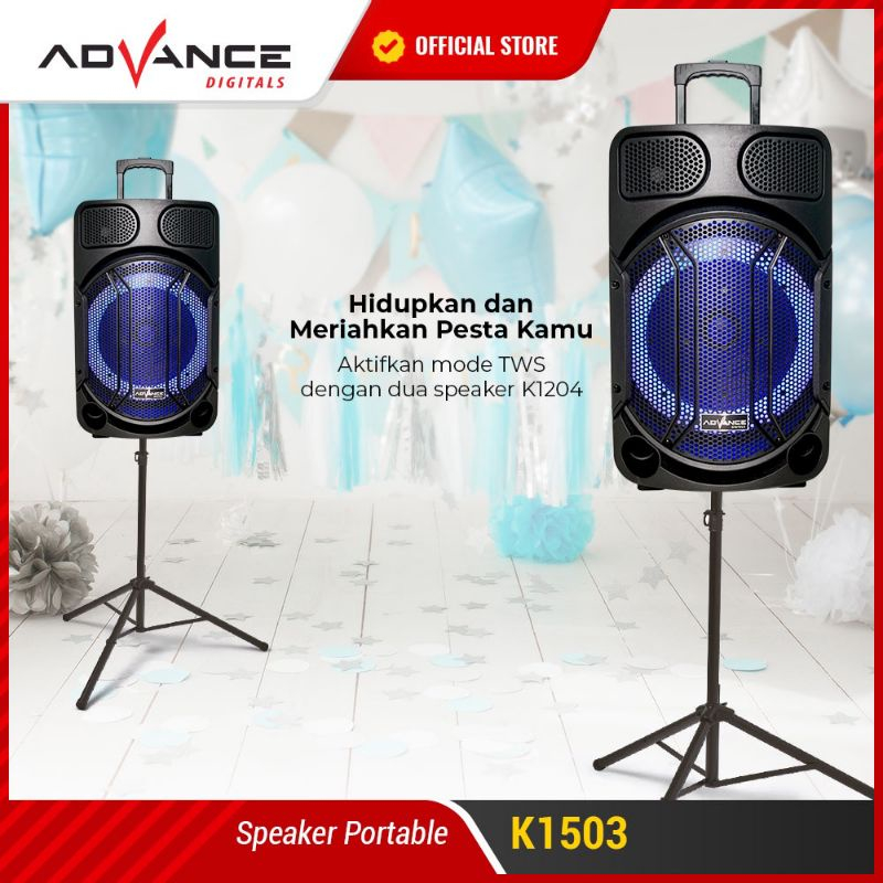 SPEAKER BLUETOOTH ADVANCE K1503/Speaker Portable 15 inch - FREE 2 MIC / Advance K1503 Speaker