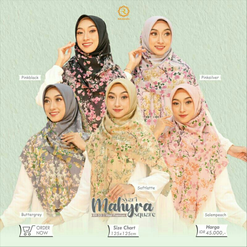 SEGIEMPAT MOTIF SYARI MAHYRA SQUARE VOAL PREMIUM BY RAUDHAH