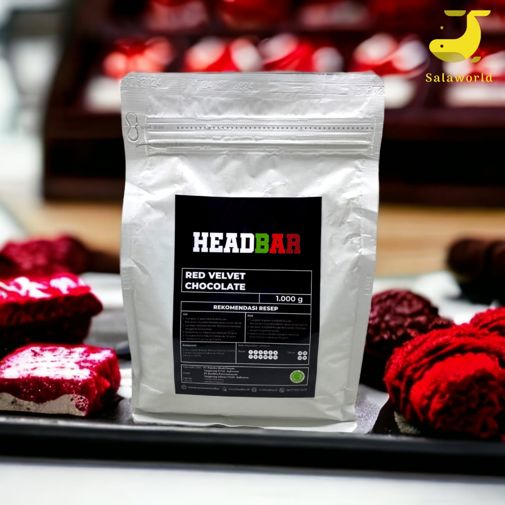 

HEADBAR Powder Red Velvet Chocolate 1000 g | Bubuk Minuman Rasa Red Velvet Chocolate 1000 g