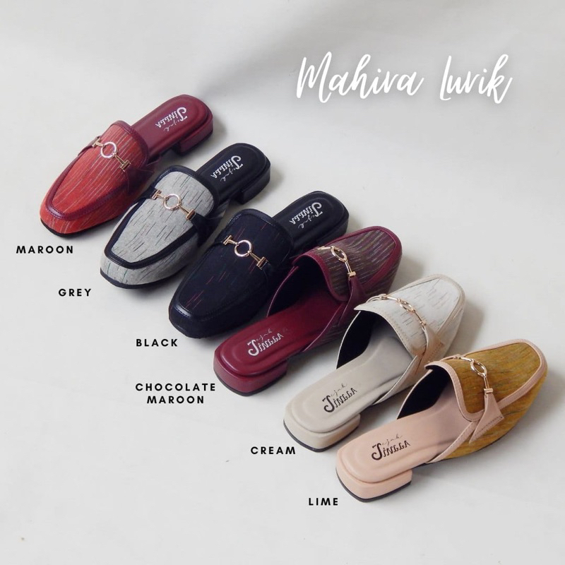 Sandal Wanita Terbaru Kekinian Selop Mahira Lurik Jejak Jingga