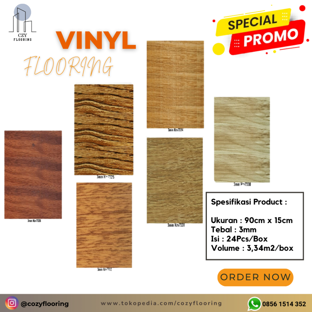 Vinyl HOZE Tebal 3mm motif Kayu