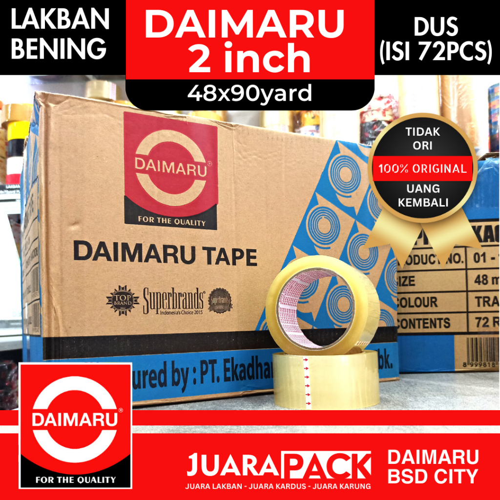 LAKBAN DAIMARU BENING 48x90y (DUS) |  ORIGINAL DAIMARU | Khusus Pengiriman Instan | Grosir Daimaru d