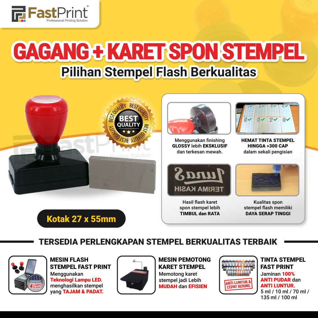 

Fast Print Gagang Stempel Flash Plus Karet Kotak Ukuran 27X55MM