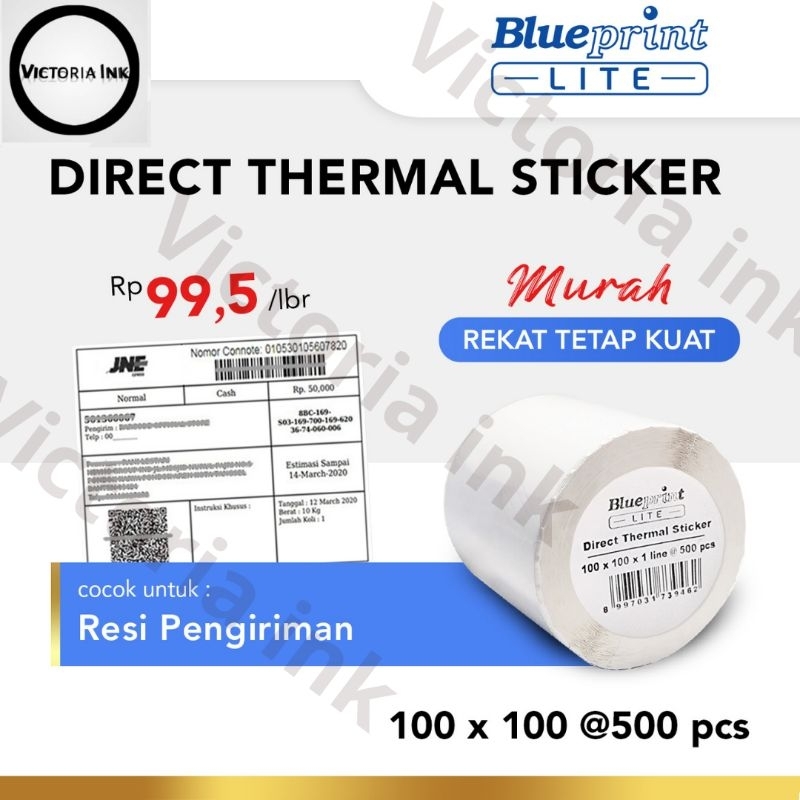 

Direct Label Stiker Barcode 100x100 mm Blueprint Label Stiker Resi Olshop 100x100 isi 500pcs