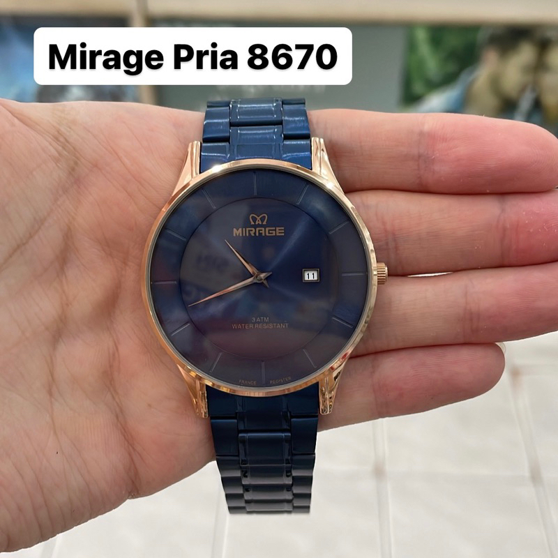 Jam Tangan Mirage 8670 Pria Rosegold Blue