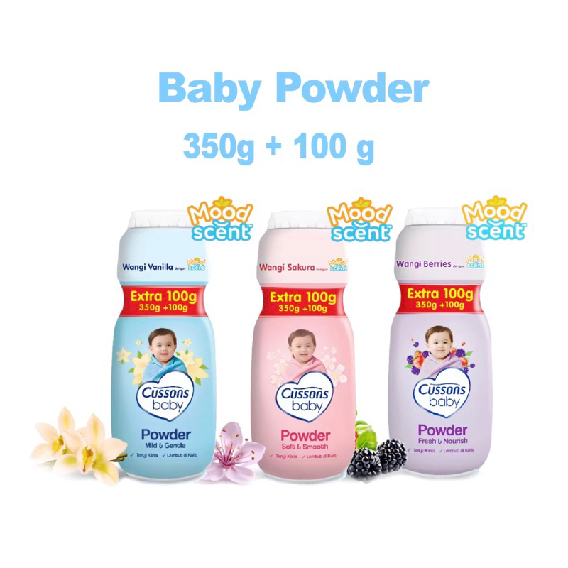 Cussons Baby Powder EXTRA / JUMBO  bedak bayi cusson 50g / 100g / 260g / 500g / 350gr +100gr