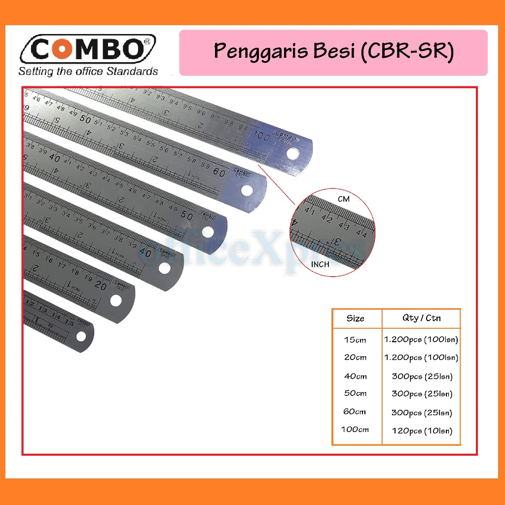 

Penggaris Besi 60cm, 50, 40, 30, 20, 15cm / Metal Ruler / Mistar Besi