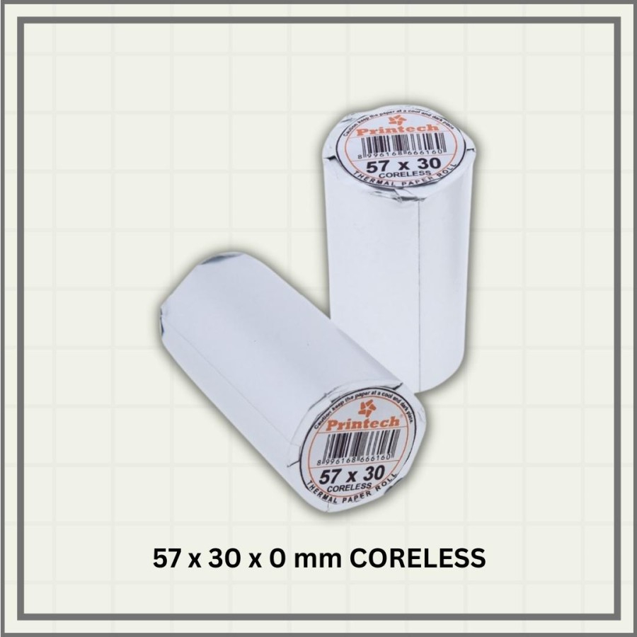 

Thermal Paper / Kertas Struk / Kertas Kasir Print 57x30x 0 mm CORELESS - 10 Roll