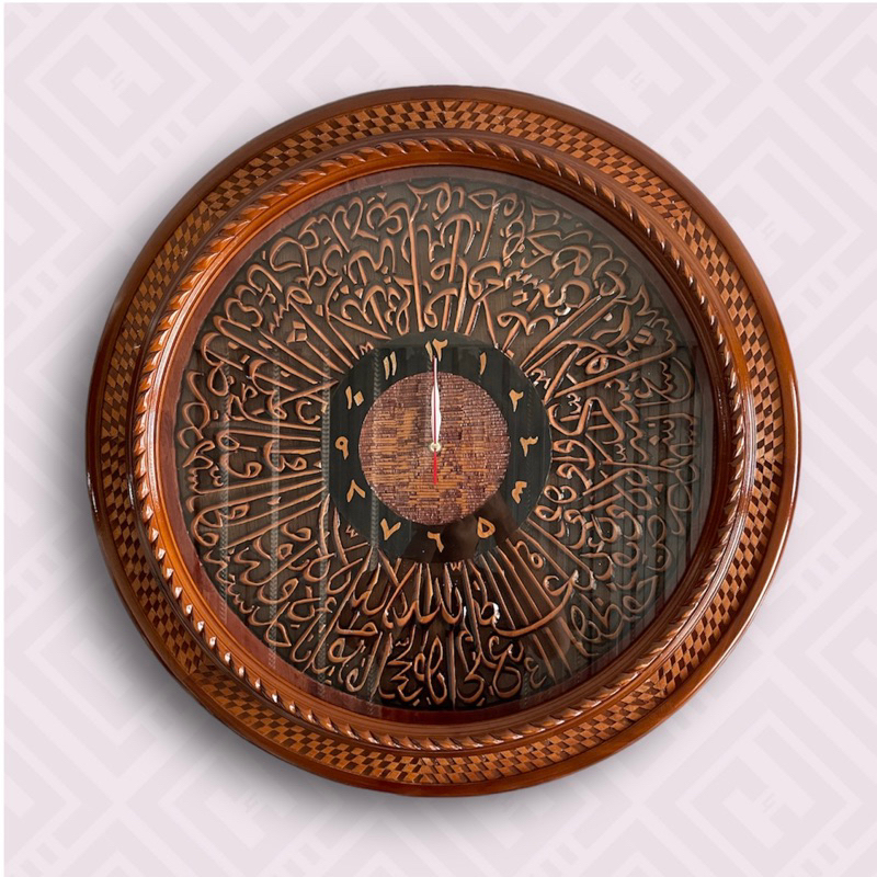 Jam Kaligrafi Ukir Full Kayu