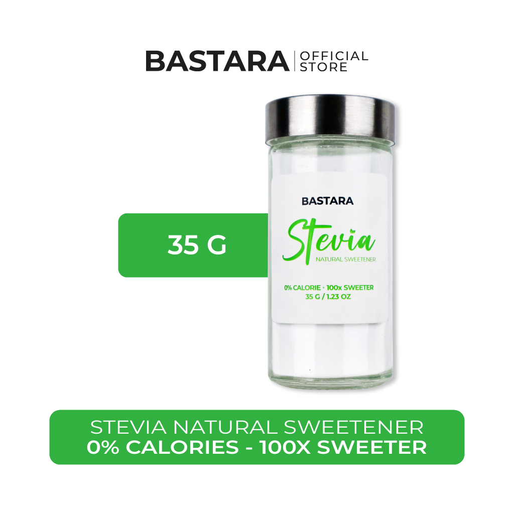 

BASTARA Stevia 0% Kalori 100x Lebih Manis Pemanis Alami Bubuk Premium Powder Natural Sweetener 35gr