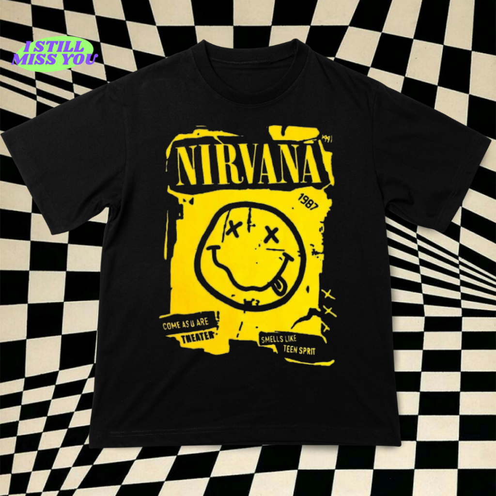 Kaos Nirvana Smiley | Kaos Band Vintage | Kaos Vintage Oversize | Kaos Pria Distro | Kaos Oversize P