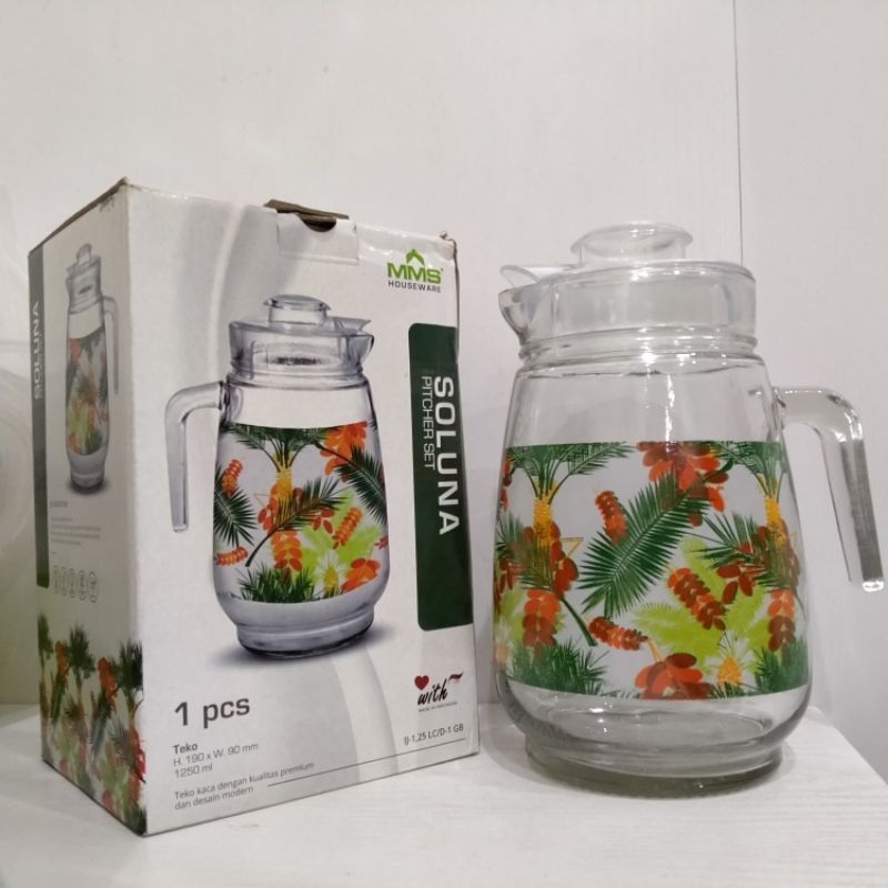 Pitcher Motif Floral New Soluna | Teko Kaca | Water Jug