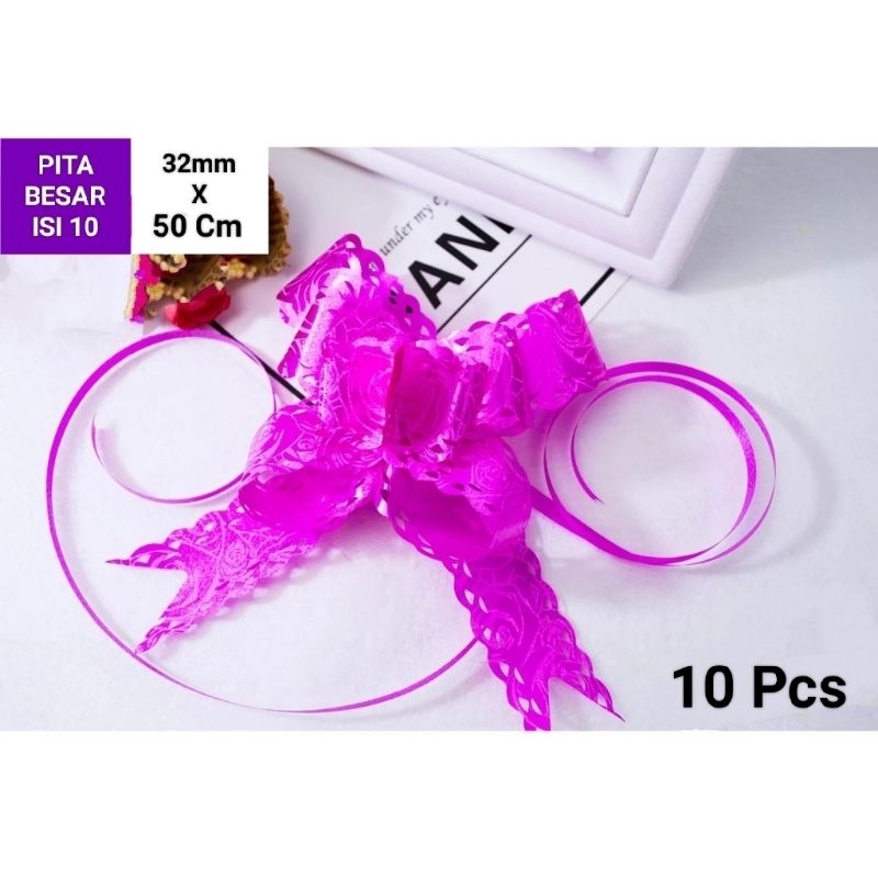 

Pita Serut Besar Kado Hantaran 10 pcs Renda Merah Pink 32mm