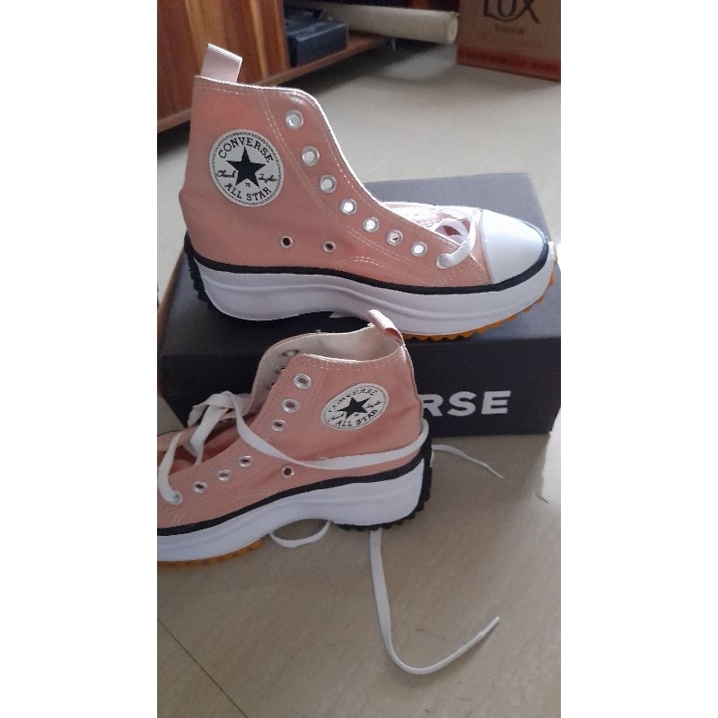 Sepatu Converse Pink Hak Tinggi High Top Import Kanvas Canvas Women Sneakers Wanita High Heels Size 