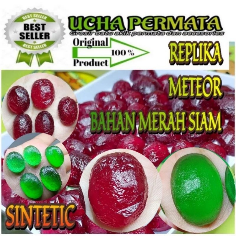 batu meteor / merah siam / green moldavite / tidak asli