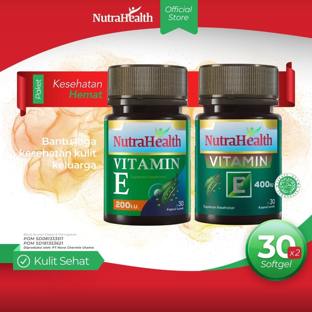 NutraHealth Vitamin E 200 IU & NutraHealth Vitamin E 400 IU isi 30’s  Bantu pelihara kesehatan kulit