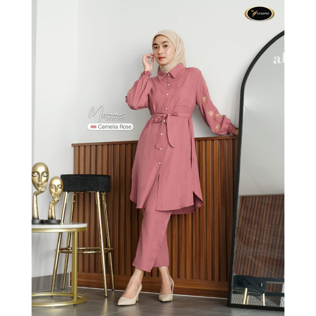 Yessana Mona One Set Bahan Twill Levina Ejamas Hijab Store