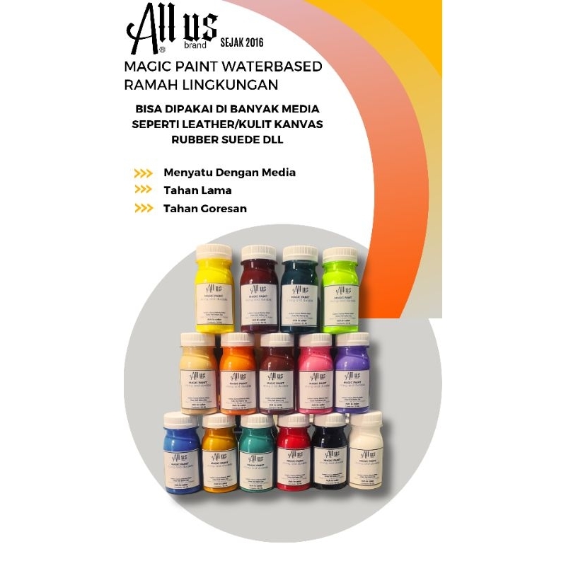 

REPAINT CAT SEPATU TAS Leather dan Pabric Paint Acrylic 50 ML Cat Kanvas Cat Kain Cat Kulit Cat Sol Sepatu Cat Lukis Jaket akrilik Not Angelus - Allus