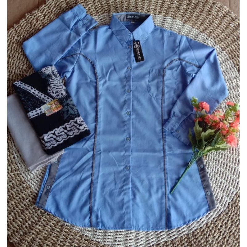 SET TUNIK SANTRI TERBARU ( sarung wanita - tunik toyobo - jilbab ) SATU PAKET SETELAN SANTRIWATI