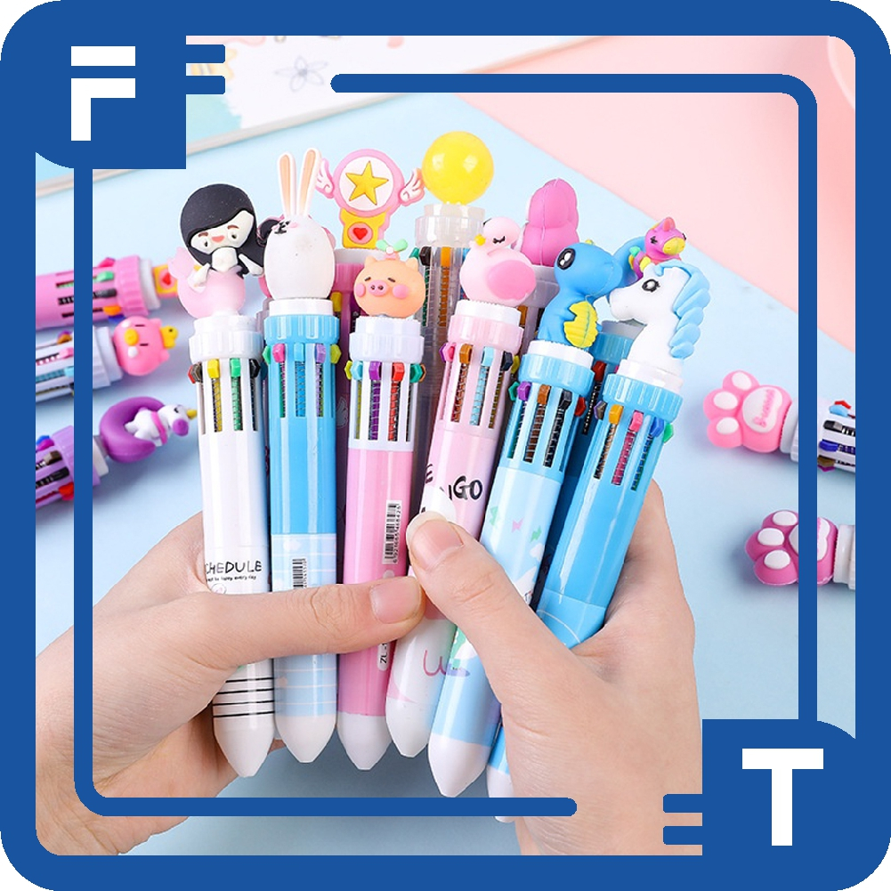 

✦FT✦ Pulpen 6 Warna Dino kepala Unicorn Karakter Pena Ballpoint S089