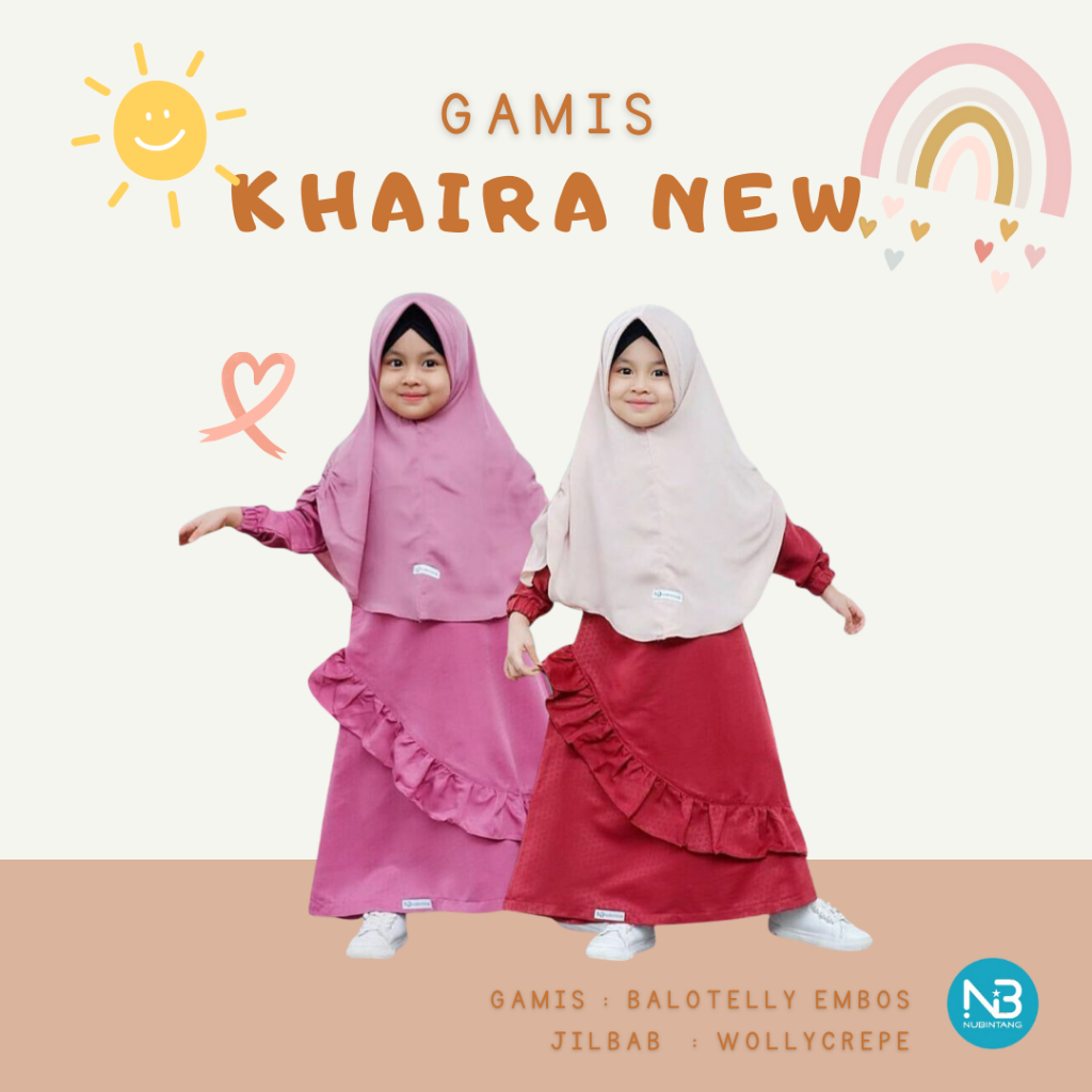 Gamis anak New Khaira Set Nubintang | Usia 2-6th (+ khimar)