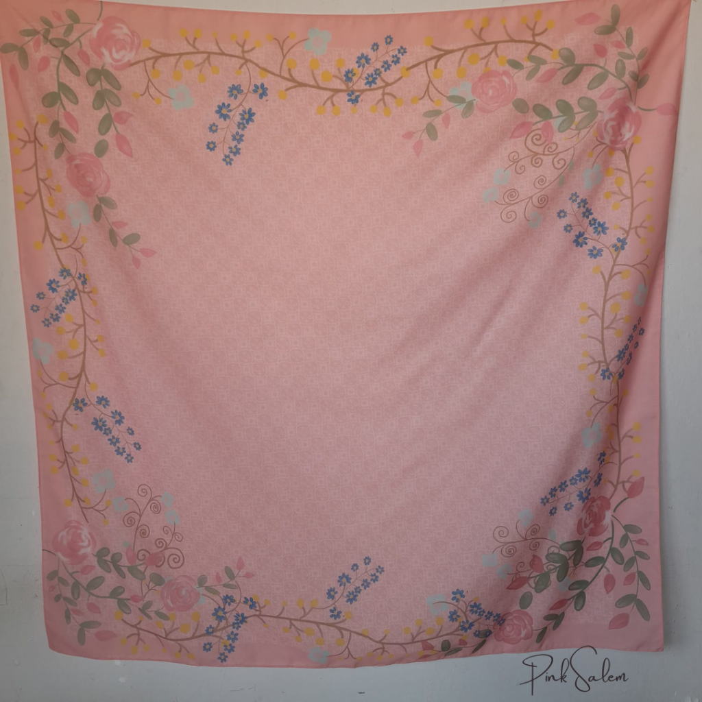 @Kainprinting  Pink Salem Monogram Flower Edition Lavona Voile kerudung scarves hijab jilbab segiemp
