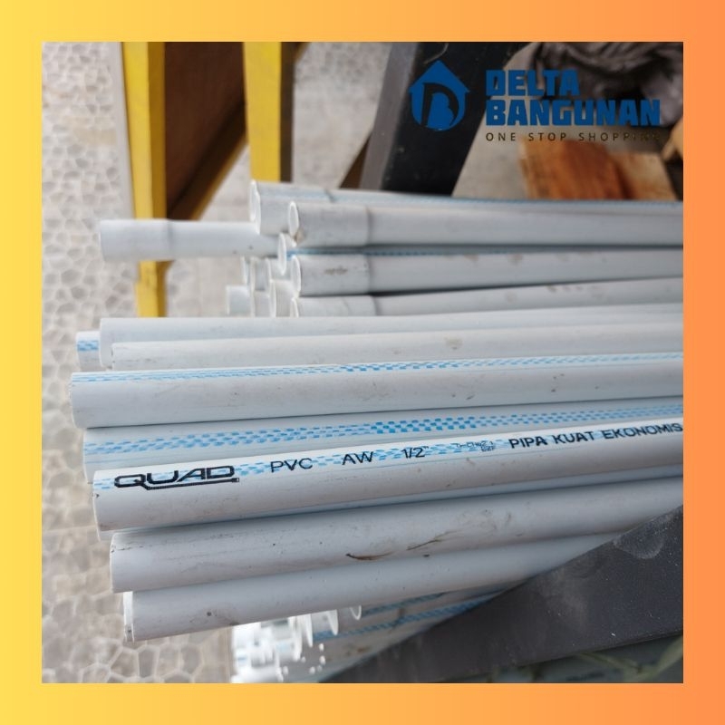 PIPA PARALON PVC 1/2 INCH QUAD AW POTONGAN PER METER