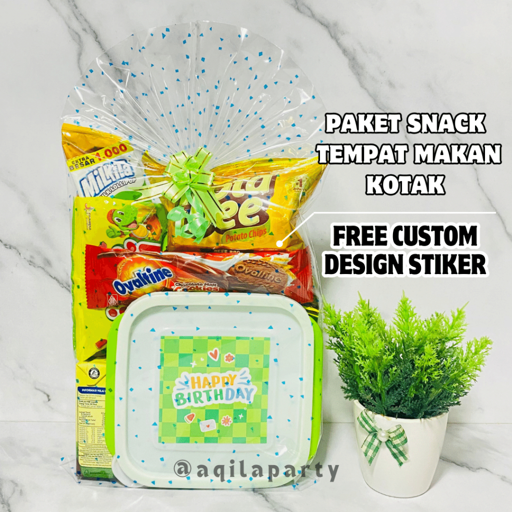 

PAKET SNACK ULANG TAHUN ANAK + CUSTOM TEMPAT MAKAN KOTAK