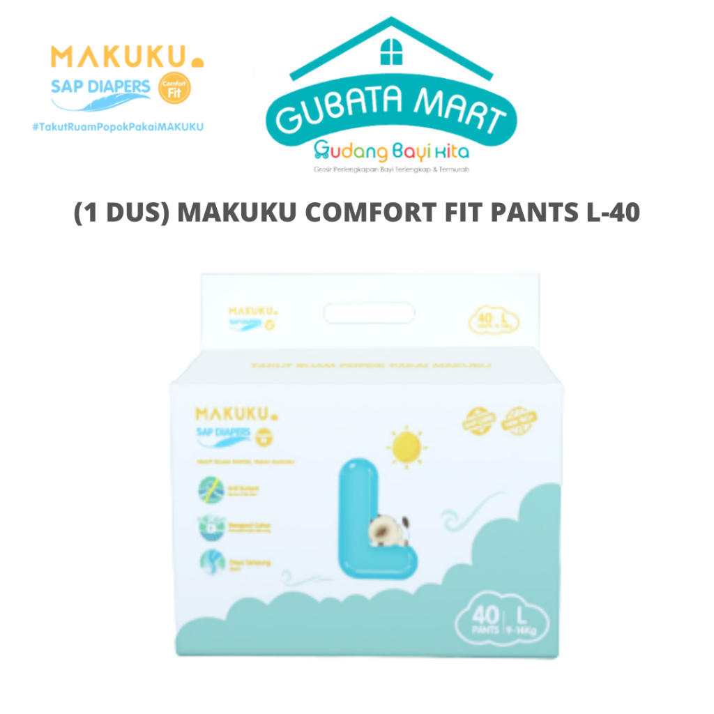 (1 Karton) MAKUKU SAP Diapers COMFORT FIT PANTS L-40
