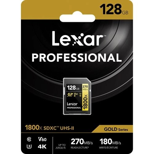 Lexar Professional SDXC 128GB V60 UHS-II 1800X Up To 270MB/s