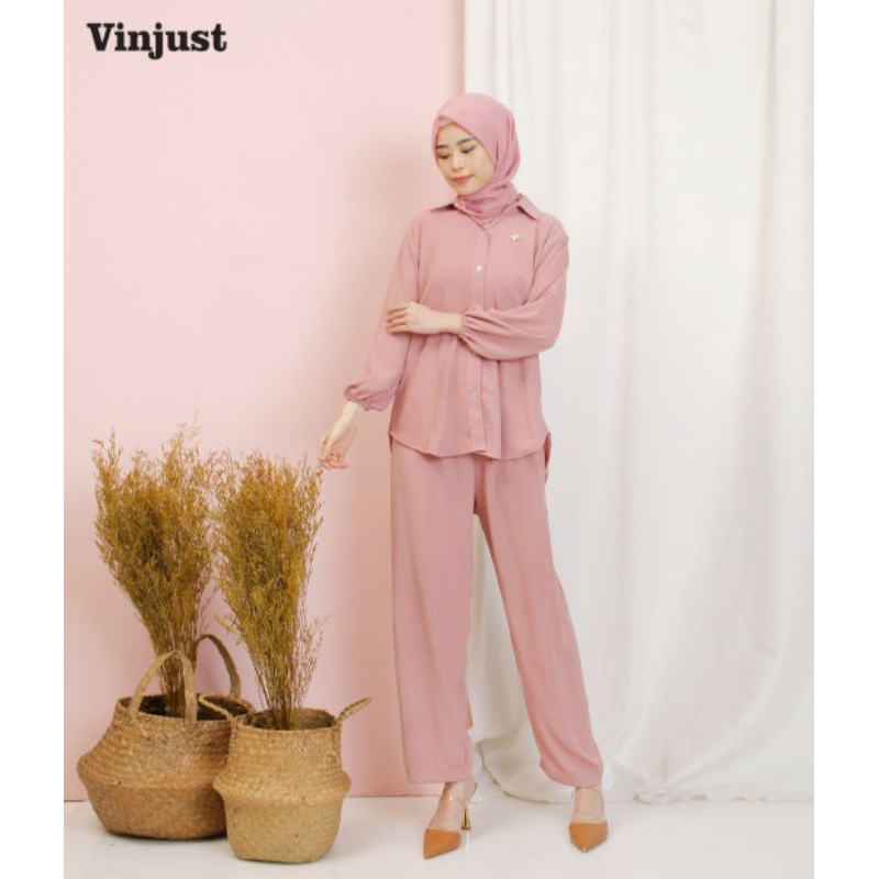 ENI Setelan Airflow Crinkle celana panjang Setelan gamis blouse celana panjang busui blus setelan ka