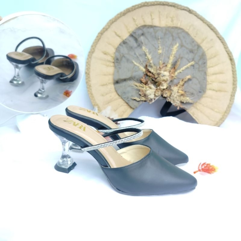 ZARA Sendal High heels hak kaca 7cm ZARA Sendal Sepatu wanita kekinian