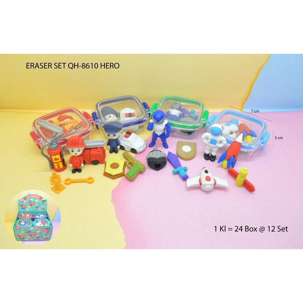 

Penghapus Superhero Set Box / Eraser Karet Mainan Kotak Aksesoris Mini