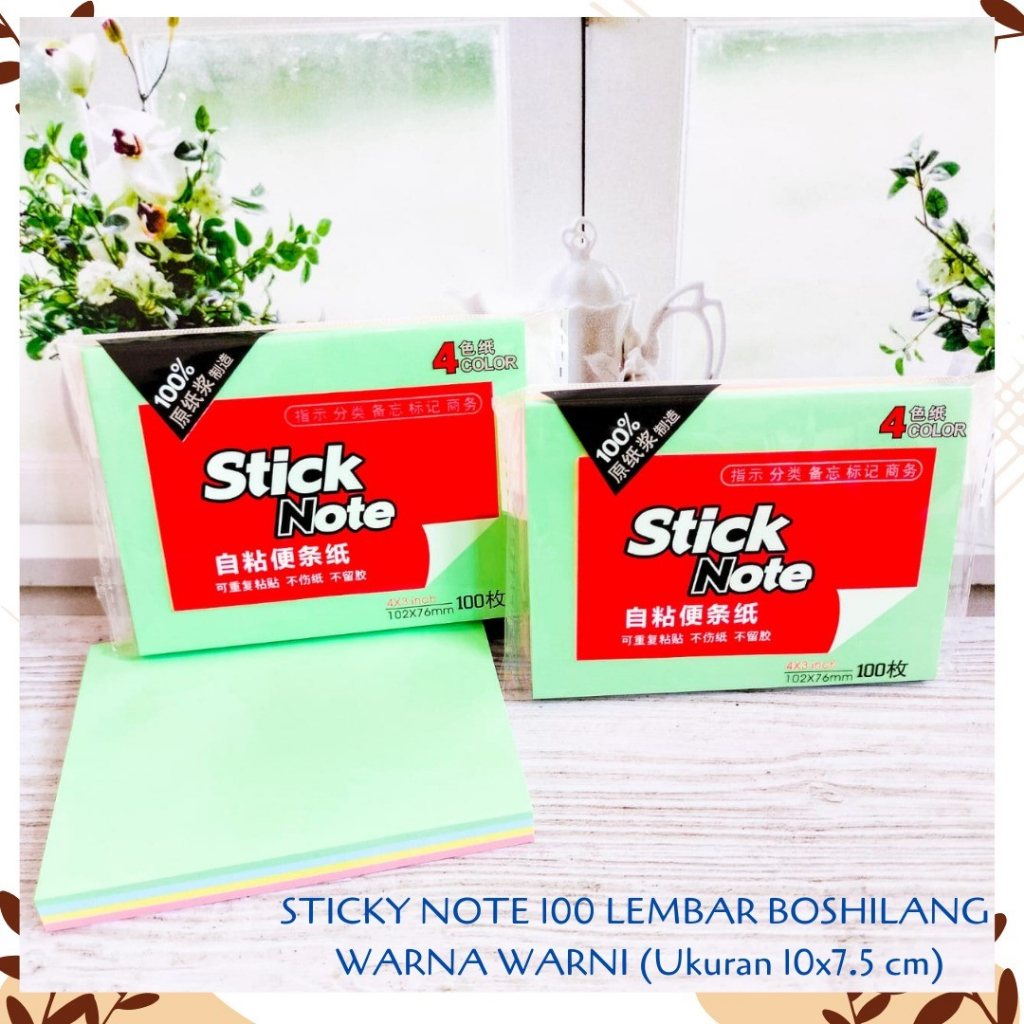 

Sticky note colorfull 100 lembar boshilang ukuran 10 x 7.5 cm penanda buku warna warni stiker tempel termurah alat tulis kantor COD