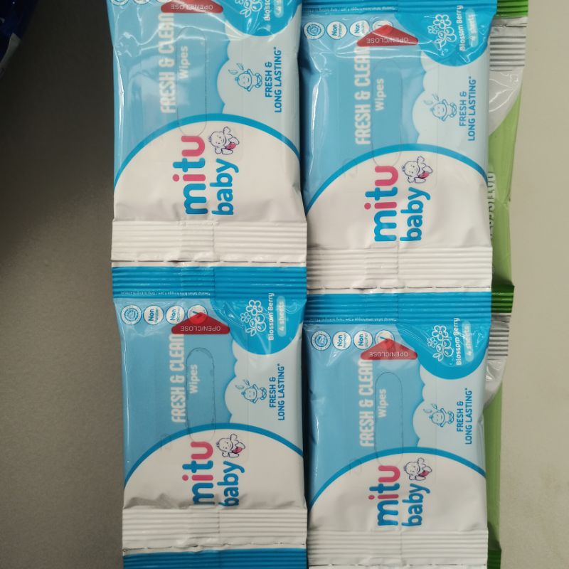 1Renceng Tissue Basah Bayi Mitu Sachet Kecil 4 Sheets Antiseptic