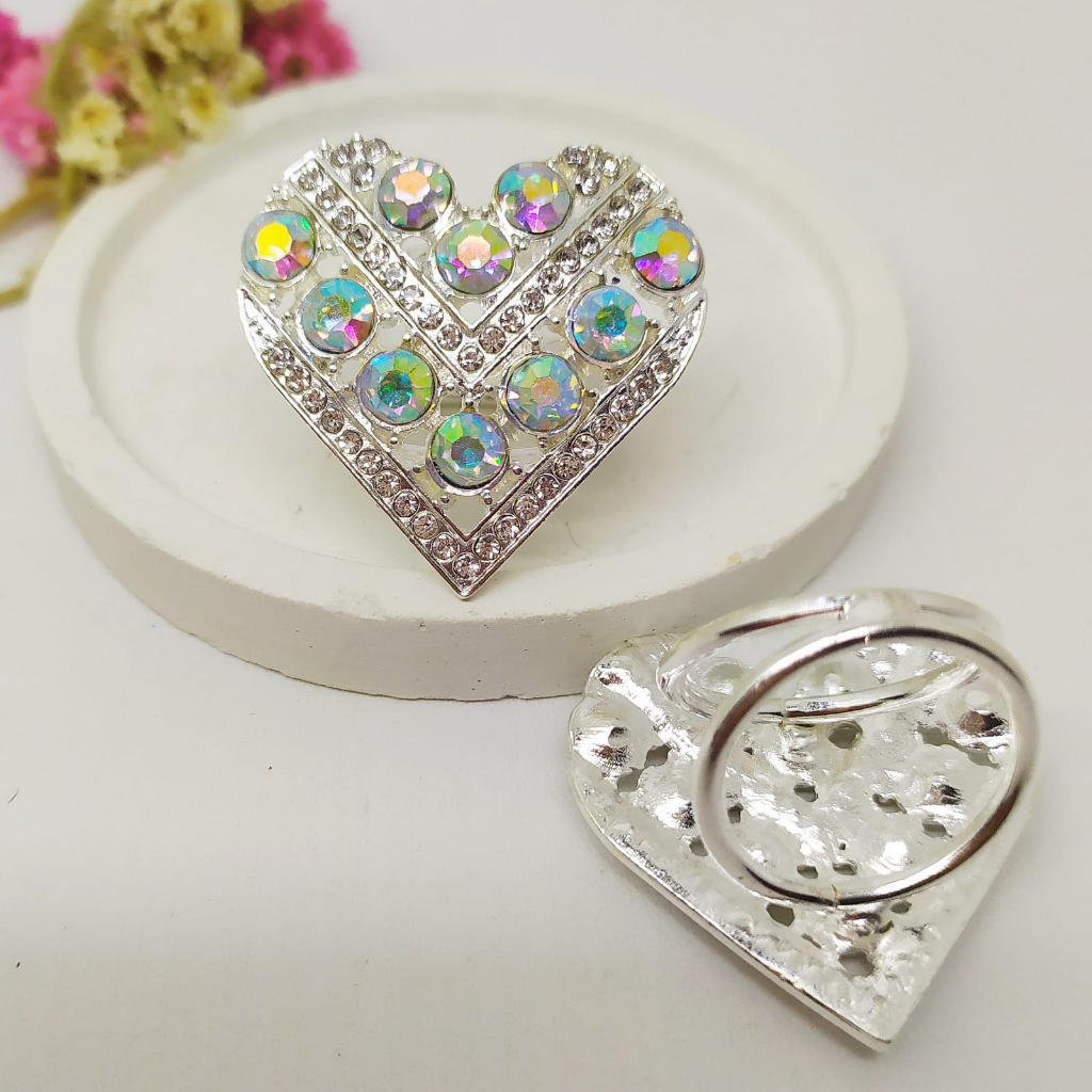 Termurah RING hijab /bros hijab/kolong jilbab/aksesoris hijab-Permata Love Silver