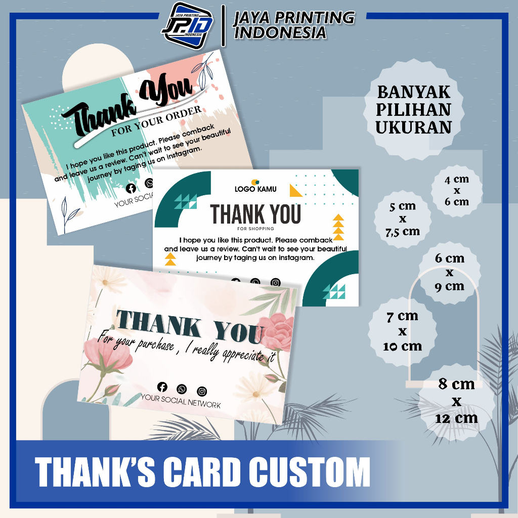 JPID Thank you card custom / thank you card olshop / thank you card souvenir / thankyou card aesthet