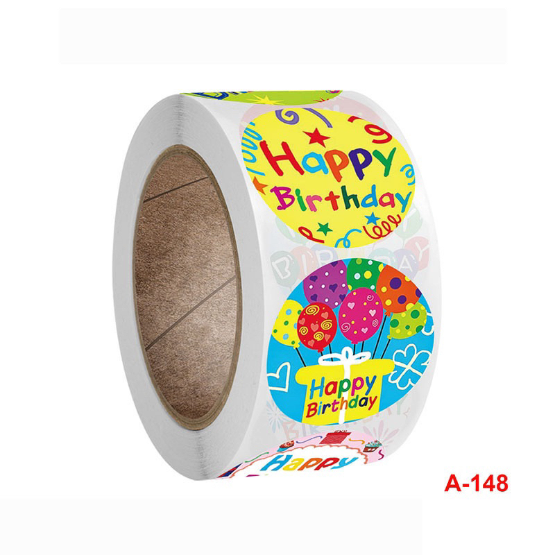 

sticker happy birthday sticker ulang tahun roll isi 500pcs diameter 2,5cm