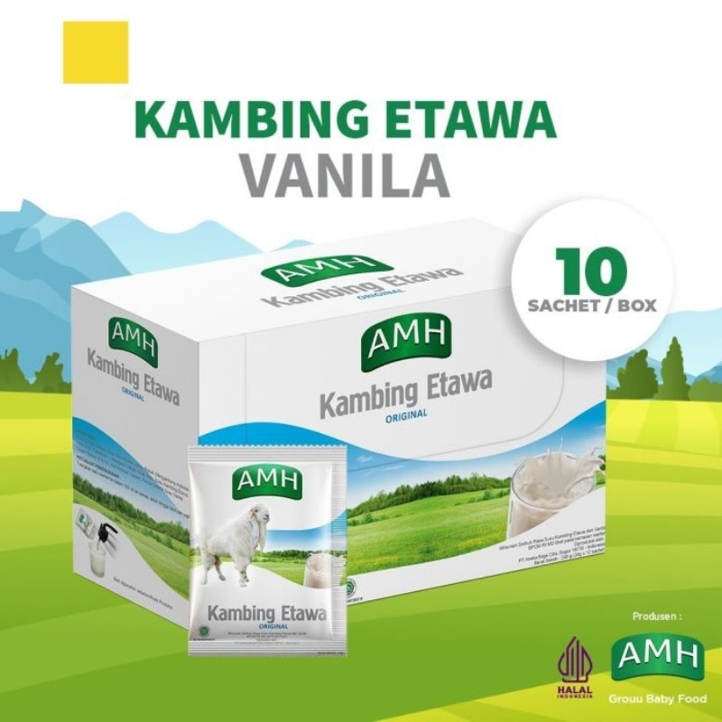 

AMH Susu Kambing Etawa Original/ Susu Jahe Box Isi 10 Sachet