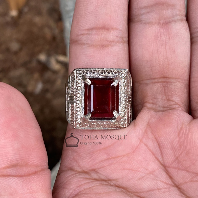 Cincin batu permata hesonite garnet black mamba 100% Natural (N)