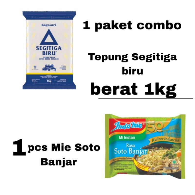 

PROMO!!!! PAKET HEMAT TEPUNG SEGITIGA BIRU 1KG + 2pcs MIE SOTO BANJAR