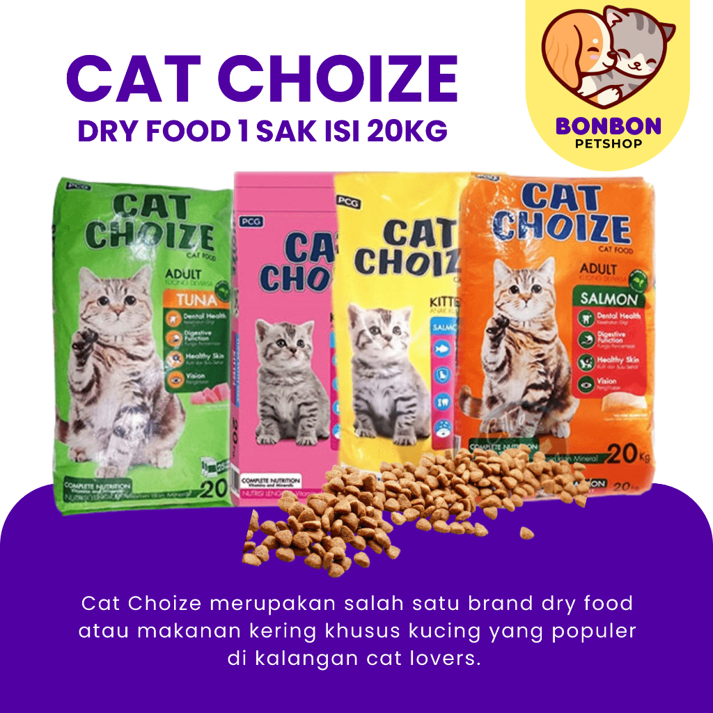 Cat 20kg Makanan Kering Kucing 1 Zak 20 kg Cat Choize Food Salmon Tuna Cat Choice 20kg